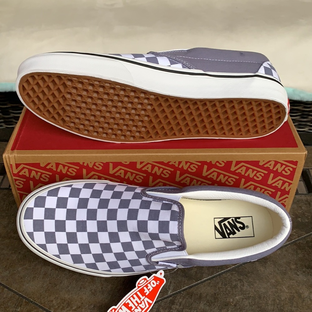 VANS CLASSIC SLIP ON CHECKERBOARD Blgrnt/TRWHT WMN - Picture 7 of 15